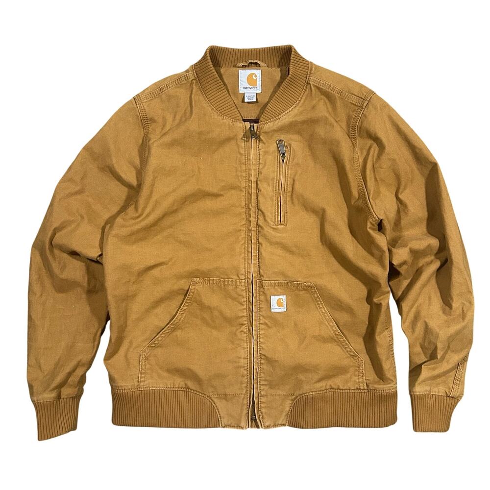 Carhartt Tan Bomber Jacket Youth Size Large Full Zip Workwear